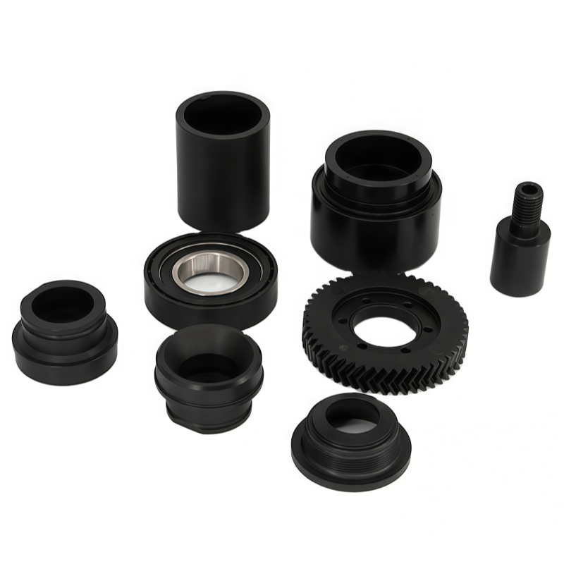 black oxide steel components Black oxide treated steel gears and fasteners for corrosion resistance